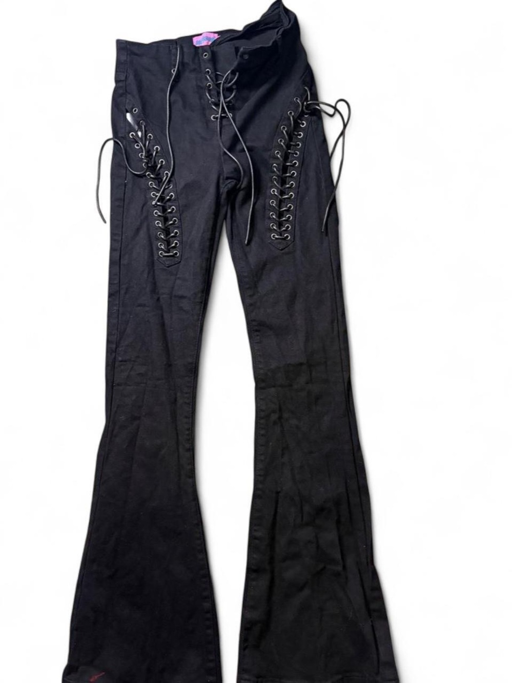 Edikted Black Lace-Up Flared Jeans